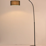 Modern Arc Floor Lamp Fabric Shade LED Standing Light for Living Room
