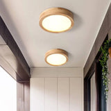Modern Wooden Flush Mount Ceiling Light with Warm LED Glow