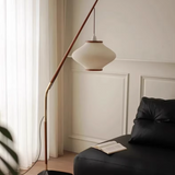 Modern Wooden Arc Floor Lamp Pendant Style LED Standing Light