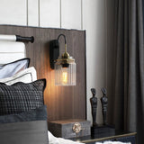 Vintage Ribbed Glass Wall Sconce Industrial Metal Wall Lamp