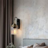 Vintage Ribbed Glass Wall Sconce Industrial Metal Wall Lamp