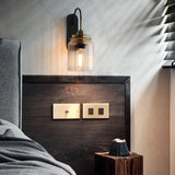 Vintage Ribbed Glass Wall Sconce Industrial Metal Wall Lamp
