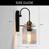 Vintage Ribbed Glass Wall Sconce Industrial Metal Wall Lamp