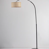 Modern Arc Floor Lamp Fabric Shade LED Standing Light for Living Room