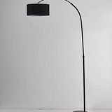 Modern Arc Floor Lamp Fabric Shade LED Standing Light for Living Room