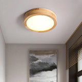 Modern Wooden Flush Mount Ceiling Light with Warm LED Glow