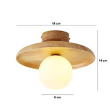 Modern Wooden Hat Ceiling Light with Frosted Globe
