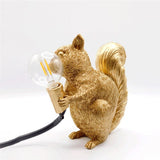 Decorative Squirrel Table Lamp Holding Light Bulb