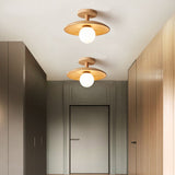Modern Wooden Hat Ceiling Light with Frosted Globe