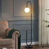 Modern LED Floor Lamp with Built In Side Table Minimalist Standing Light