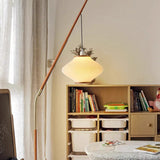 Modern Wooden Arc Floor Lamp Pendant Style LED Standing Light