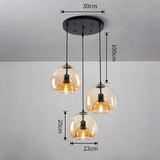 Modern Amber Glass Globe Pendant Light