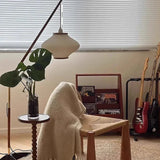 Modern Wooden Arc Floor Lamp Pendant Style LED Standing Light