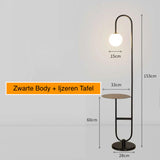 Modern LED Floor Lamp with Built In Side Table Minimalist Standing Light