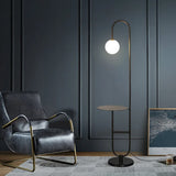 Modern LED Floor Lamp with Built In Side Table Minimalist Standing Light