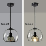 Modern Amber Glass Globe Pendant Light