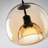 Modern Amber Glass Globe Pendant Light