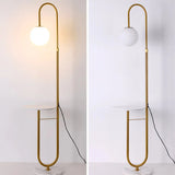 Modern LED Floor Lamp with Built In Side Table Minimalist Standing Light
