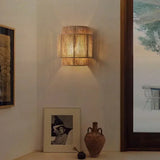 Natural Woven Rattan Wall Lamp Boho Style Ambient Wall Light