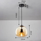 Modern Amber Glass Globe Pendant Light