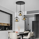 Modern Amber Glass Globe Pendant Light