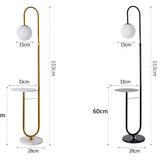 Modern LED Floor Lamp with Built In Side Table Minimalist Standing Light