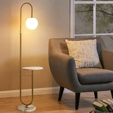 Modern LED Floor Lamp with Built In Side Table Minimalist Standing Light