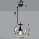 Modern Amber Glass Globe Pendant Light