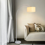 Modern Arc Floor Lamp Fabric Shade LED Standing Light for Living Room