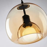 Modern Amber Glass Globe Pendant Light