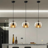 Modern Amber Glass Globe Pendant Light