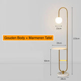 Modern LED Floor Lamp with Built In Side Table Minimalist Standing Light