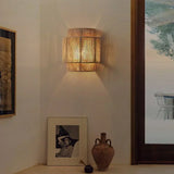 Natural Woven Rattan Wall Lamp Boho Style Ambient Wall Light