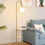 Modern LED Floor Lamp with Built In Side Table Minimalist Standing Light