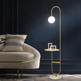 Modern LED Floor Lamp with Built In Side Table Minimalist Standing Light
