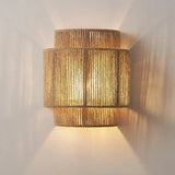 Natural Woven Rattan Wall Lamp Boho Style Ambient Wall Light