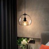 Modern Amber Glass Globe Pendant Light