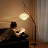 Modern Wooden Arc Floor Lamp Pendant Style LED Standing Light