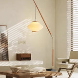 Modern Wooden Arc Floor Lamp Pendant Style LED Standing Light