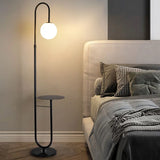 Modern LED Floor Lamp with Built In Side Table Minimalist Standing Light
