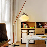 Modern Wooden Arc Floor Lamp Pendant Style LED Standing Light