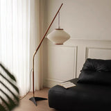 Modern Wooden Arc Floor Lamp Pendant Style LED Standing Light