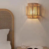 Natural Woven Rattan Wall Lamp Boho Style Ambient Wall Light
