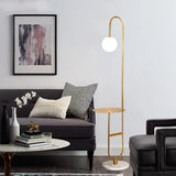 Modern LED Floor Lamp with Built In Side Table Minimalist Standing Light