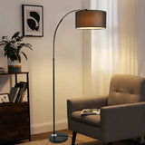 Modern Arc Floor Lamp Fabric Shade LED Standing Light for Living Room