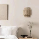 Natural Woven Rattan Wall Lamp Boho Style Ambient Wall Light