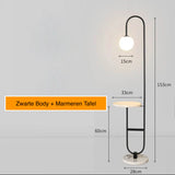 Modern LED Floor Lamp with Built In Side Table Minimalist Standing Light