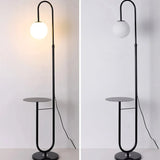 Modern LED Floor Lamp with Built In Side Table Minimalist Standing Light
