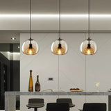 Modern Amber Glass Globe Pendant Light