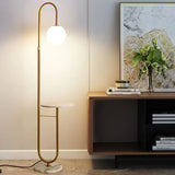Modern LED Floor Lamp with Built In Side Table Minimalist Standing Light
